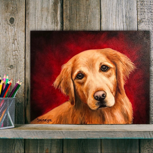 Original Oil Painting Signed custom animal portraits dog painting - Picture 7 of 10